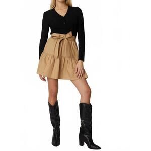 NEW JS71 margot two tone mini dress in black/khaki